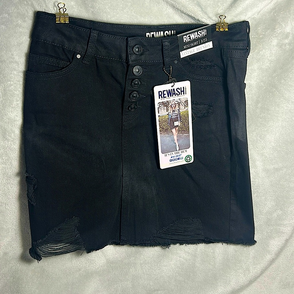 Black denim skirt